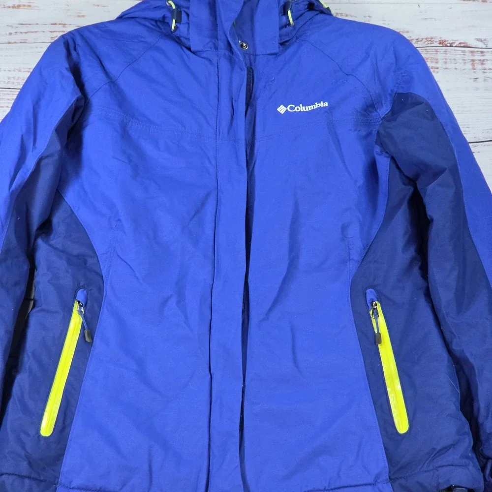 Columbia Ski Jacket Youth Medium Blue Good Omni-Heat Waterproof Hooded Parka